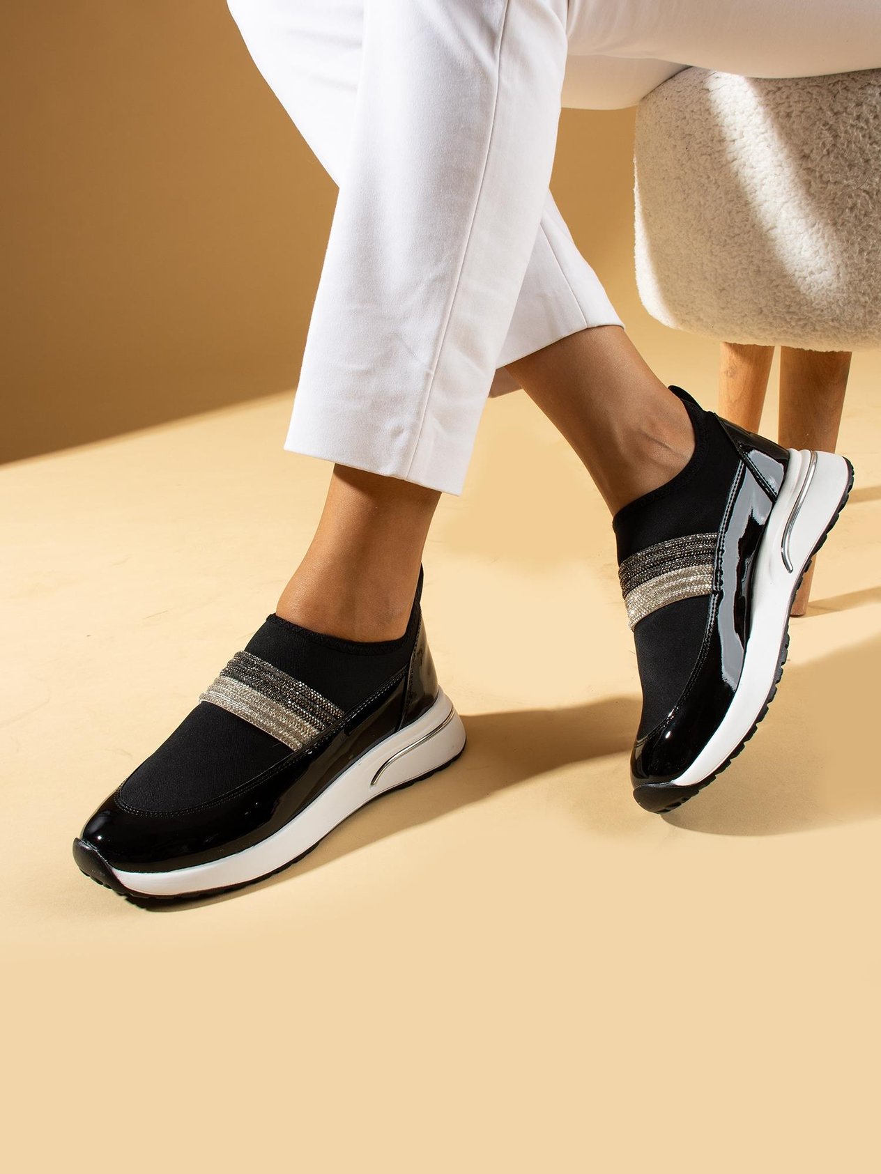 ELENA Siyah Taşlı Kadın Sneakers