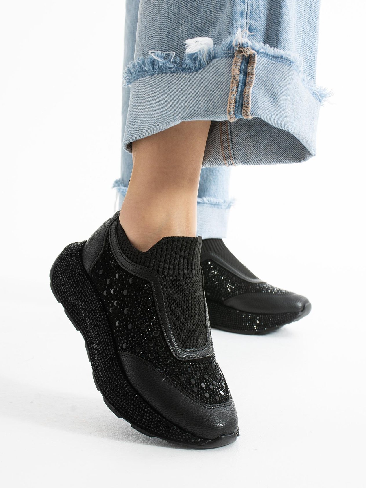ESSENCE Siyah Taş Detay Kadın Sneakers