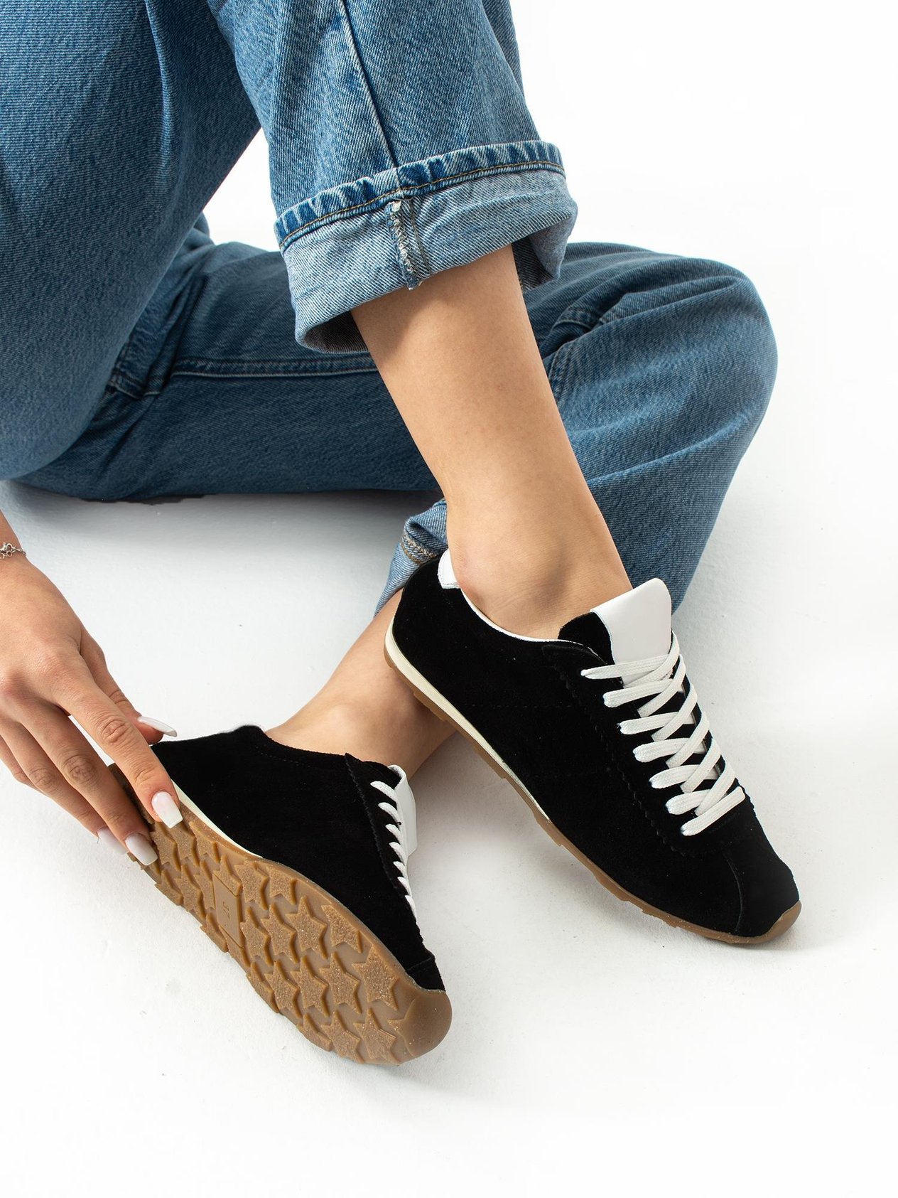 FULGOR Siyah Hakiki Deri Kadın Sneakers