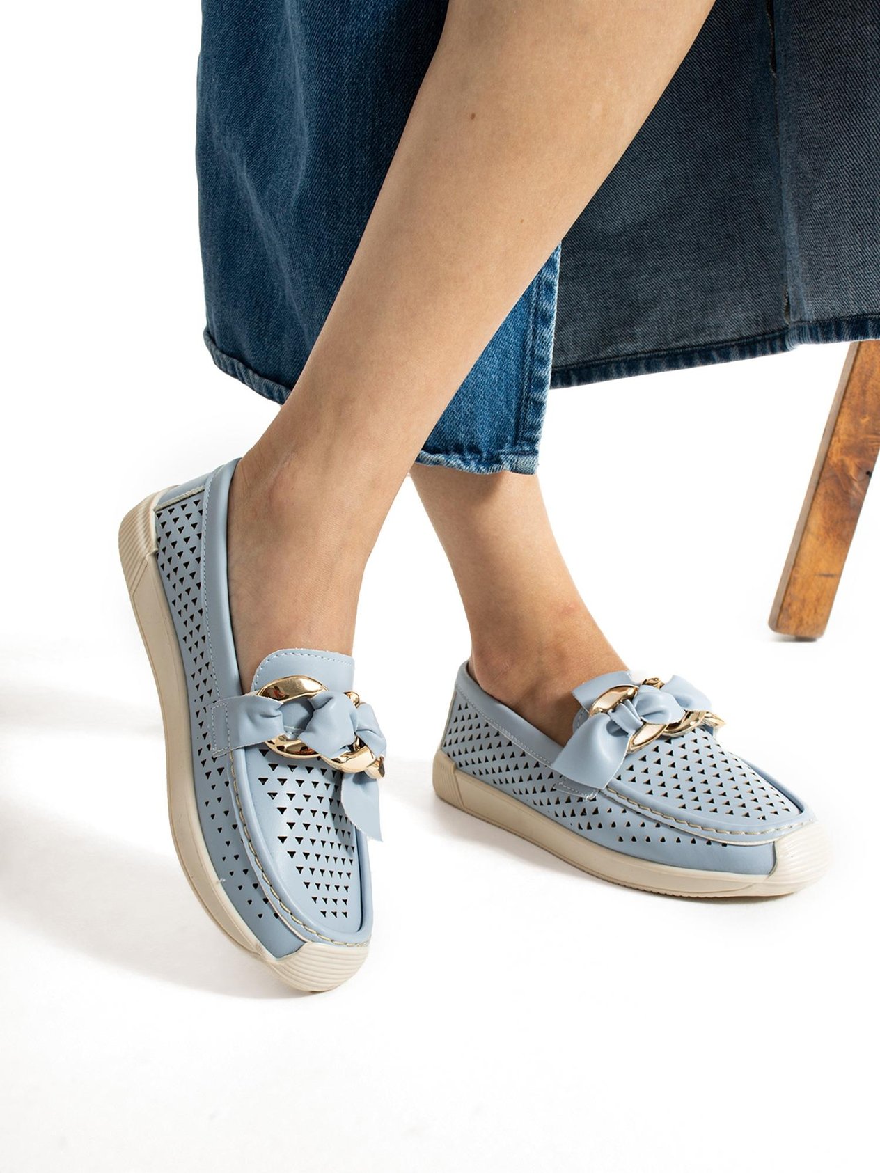 GRANADA Bebe Mavi Delikli Kadın Loafer