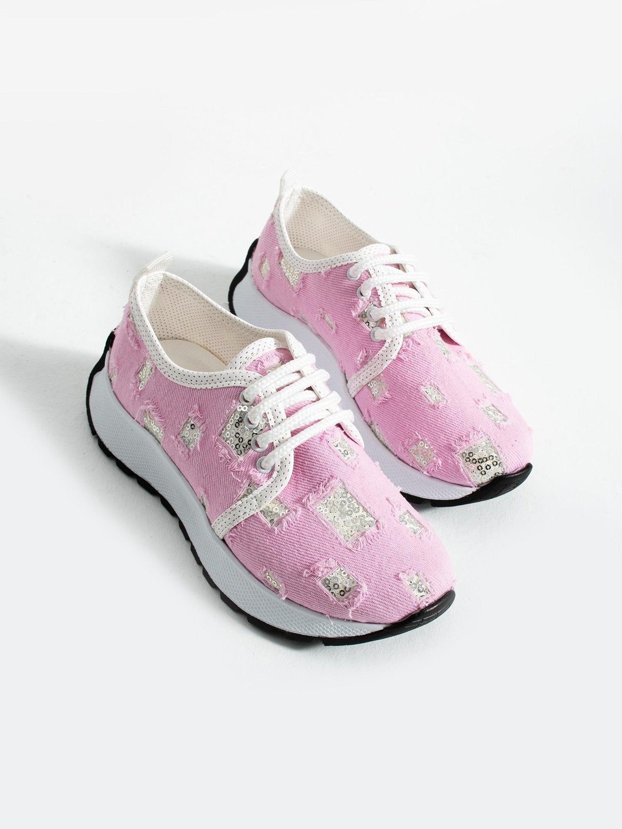 SPARK Pembe  Kot Işıltılı Kadın Sneakers