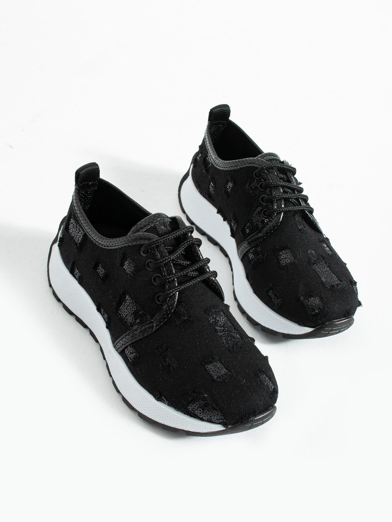 SPARK Siyah Kot Işıltılı Kadın Sneakers