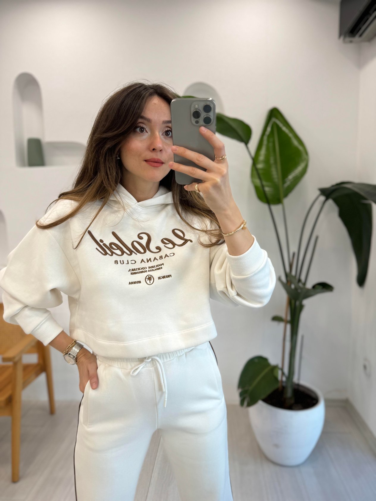 EKRU 6576 ÖNÜ YAZILI SWEATSHİRT