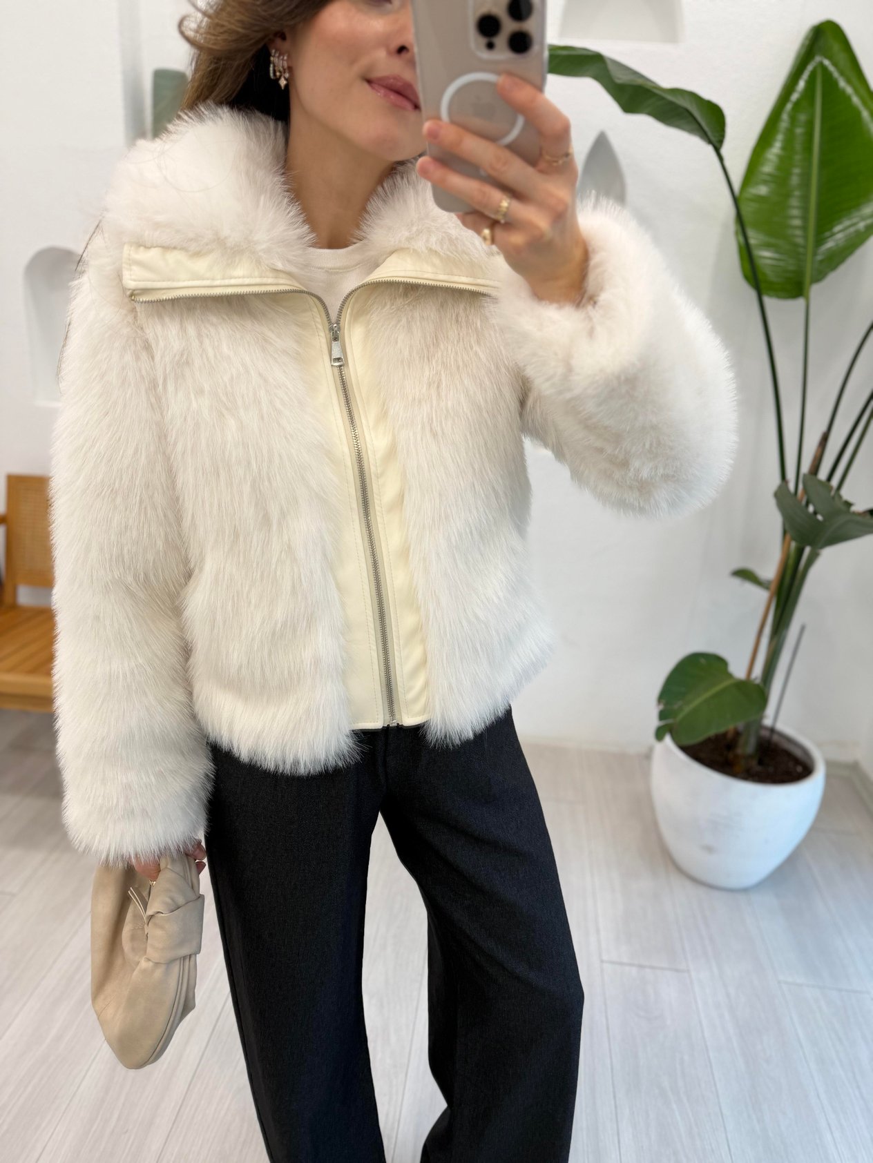 EKRU 9459 PELUŞ CEKET 