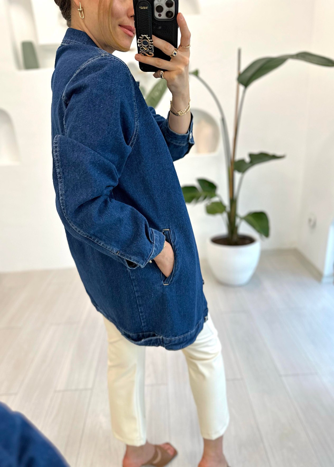 KOYU MAVİ 31149 TAŞLI CEKET