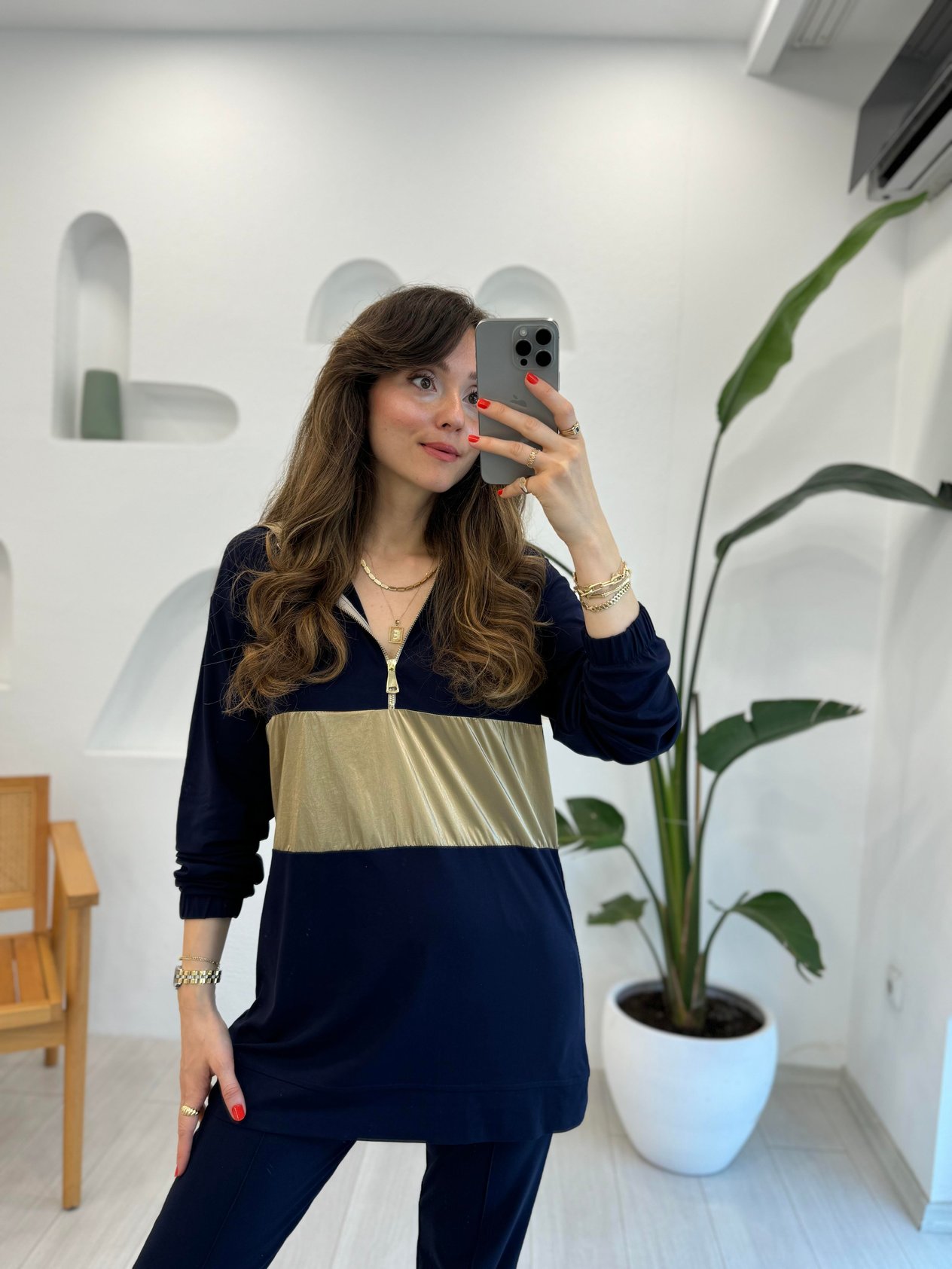 LACİVERT 4478 GOLD DETAY TAKIM