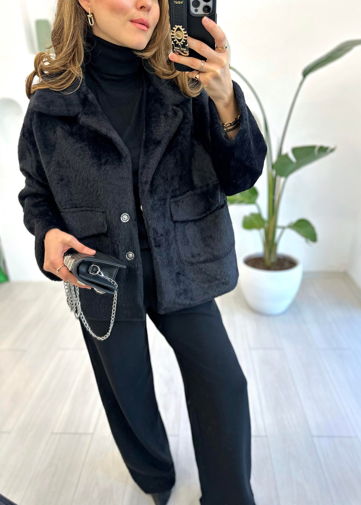 SİYAH 4452 PELUŞ CEKET 