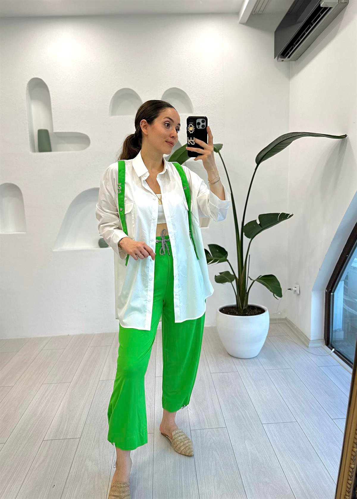 YEŞİL 3967 POPLİN GÖMLEK BAMBU TAKIM