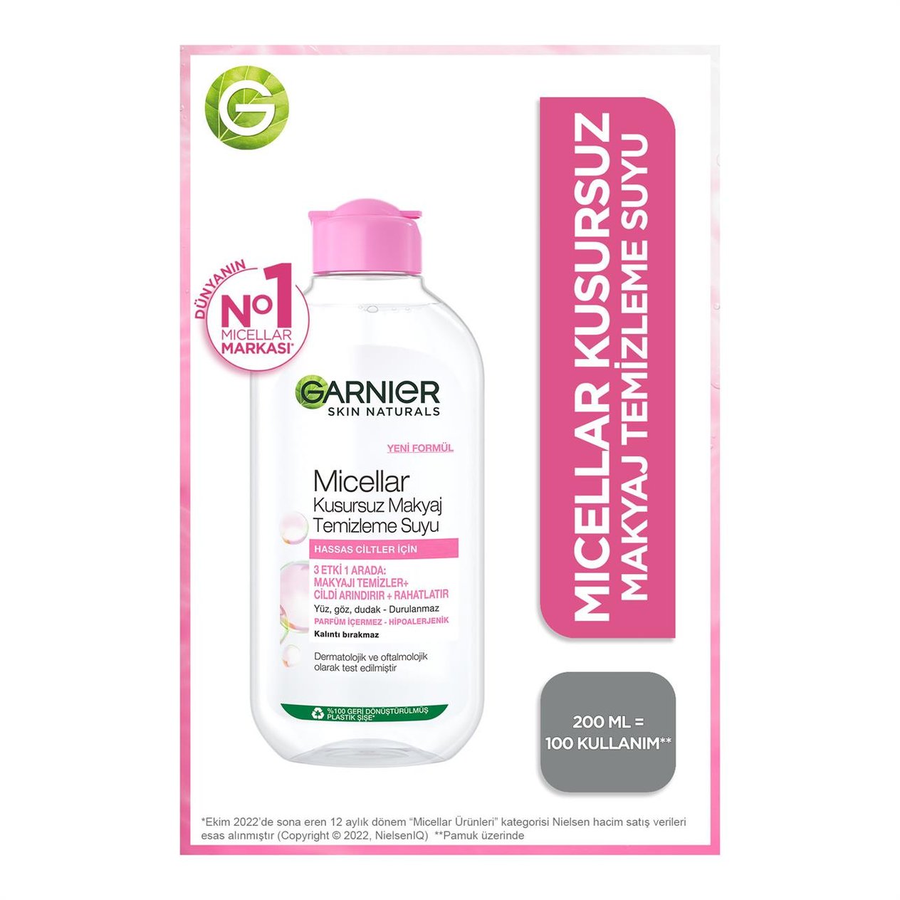 Garnier Micellar Kusursuz Makyaj Temizleme Suyu 200ml Hassas Ciltler İçin