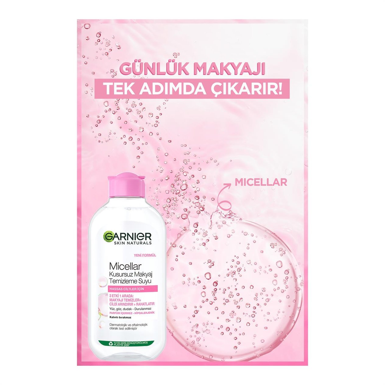 Garnier Micellar Kusursuz Makyaj Temizleme Suyu 200ml Hassas Ciltler İçin