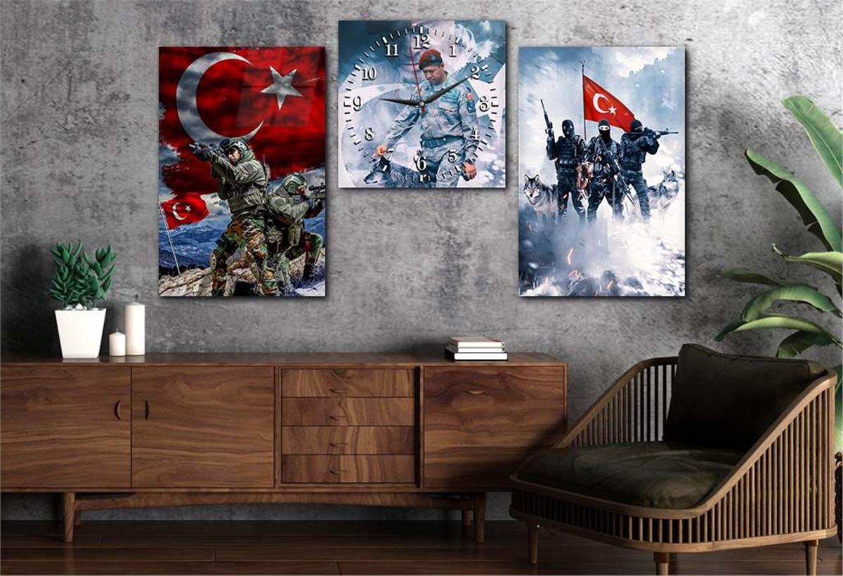 ŞEHİT ÖMER HALİS DEMİR GÖRSELLİ CAM TABLO CAM DUVAR SAATİ 