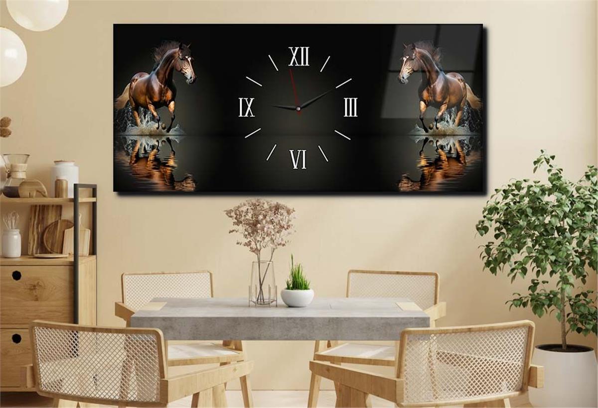 Middle-Clock, Art And Nature-Themed Horizontal Glass Wall Painting 048