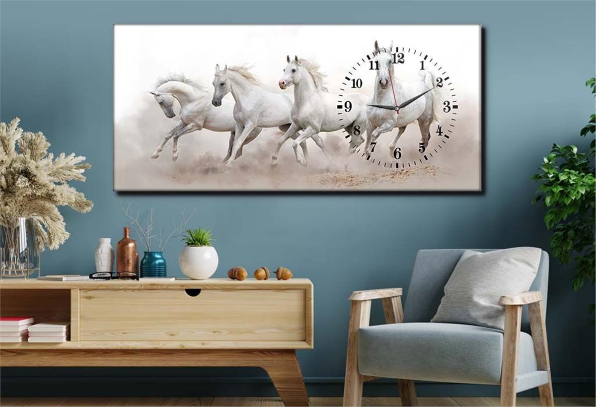 Side-Clock, Art And Nature-Themed Horizontal Glass Wall Painting 069