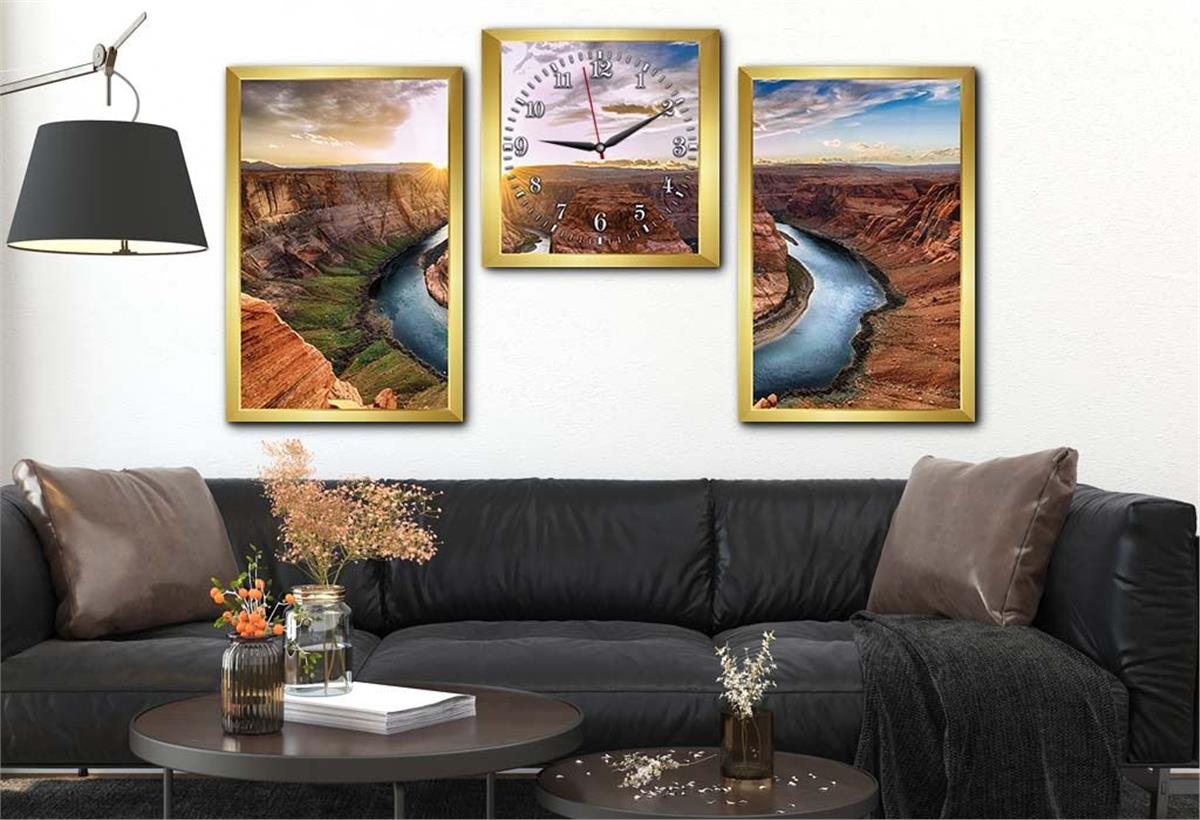 Tempered Glasss Wall Arts Art-Themed Set with Clock