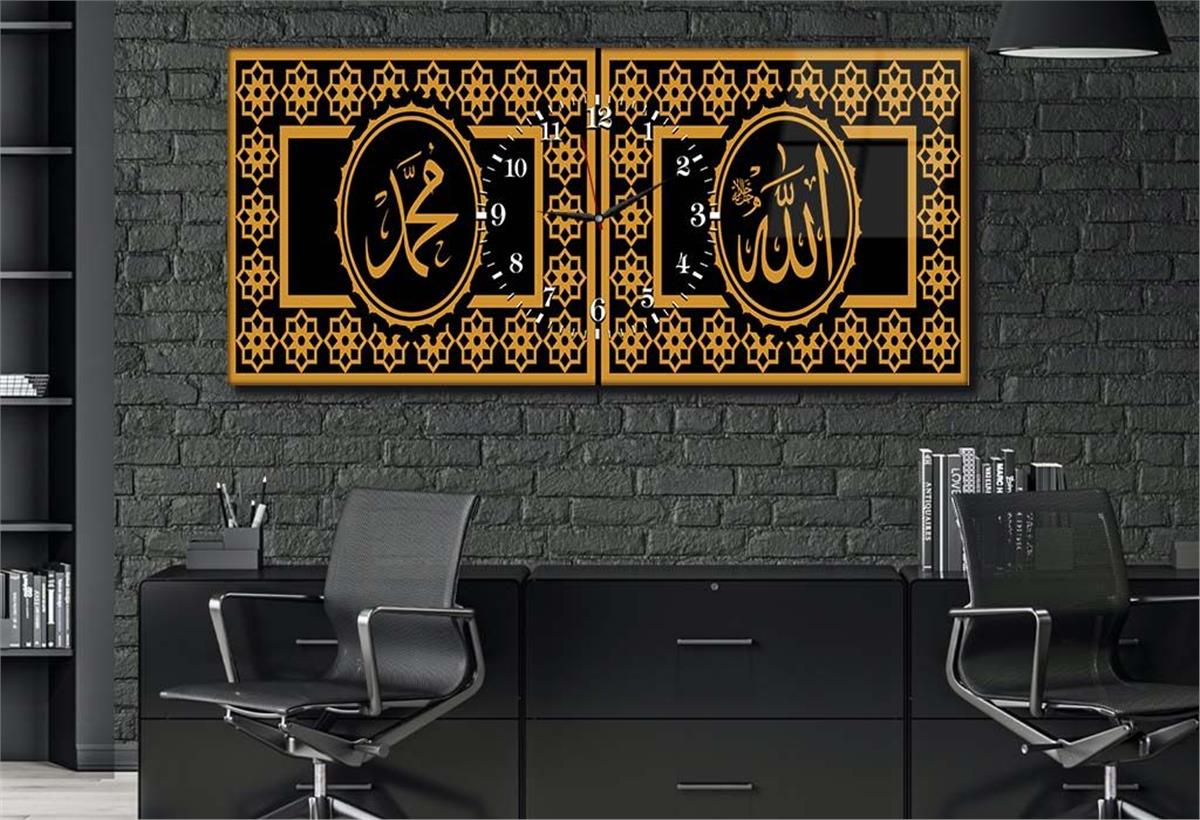 Middle-Clock, Religious-Themed Horizontal Glass Wall Painting 046