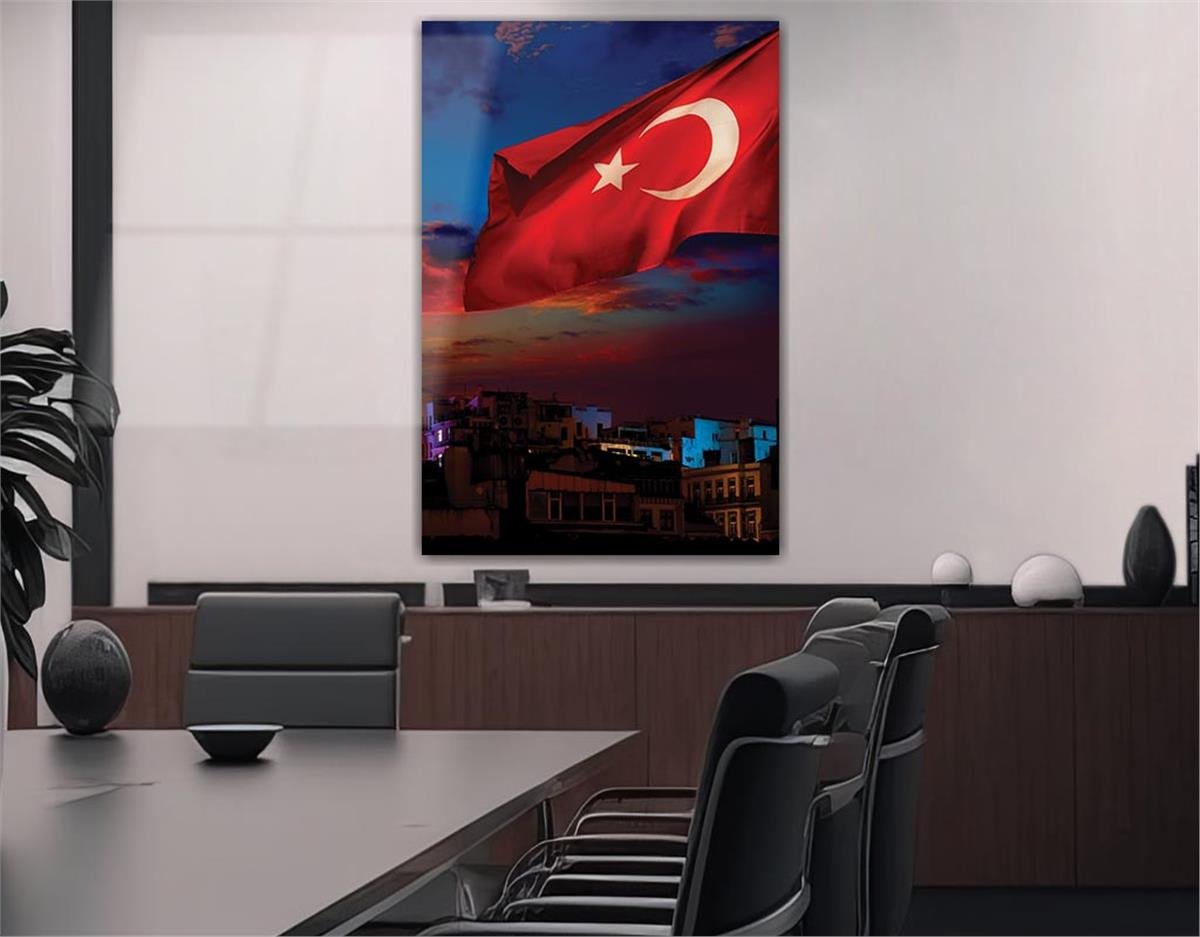 TÜRK BAYRAĞI GÖRSELLİ CAM TABLO