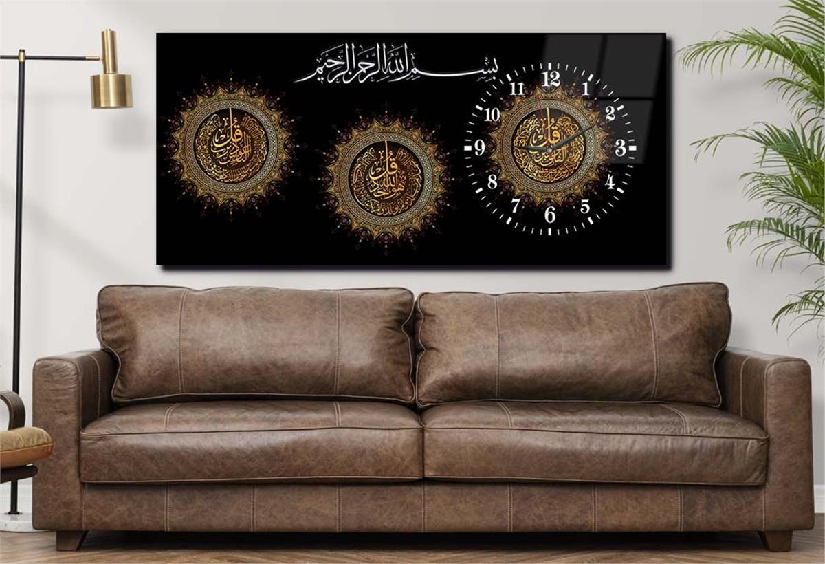 Side-Clock, Religious-Themed Horizontal Glass Wall Painting 054