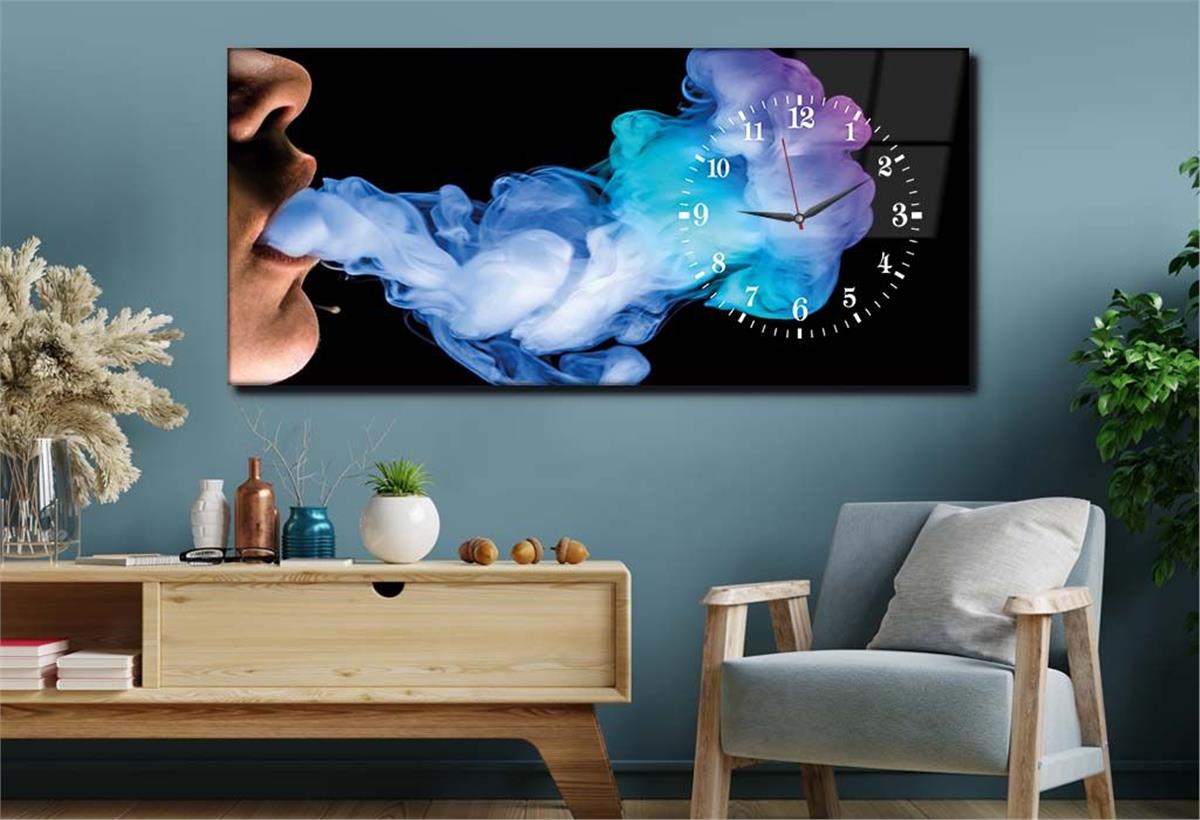 Side-Clock, Art And Nature-Themed Horizontal Glass Wall Painting 024