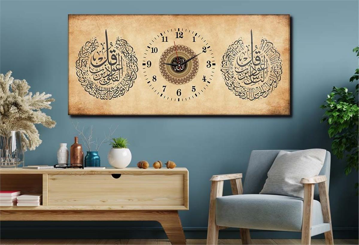 Middle-Clock, Religious-Themed Horizontal Glass Wall Painting 074