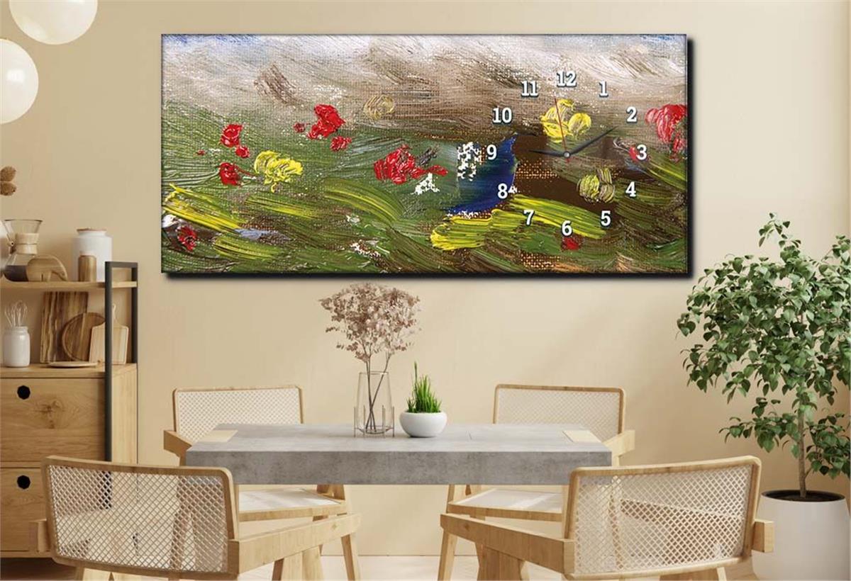 Side-Clock, Art And Nature-Themed Horizontal Glass Wall Painting 187