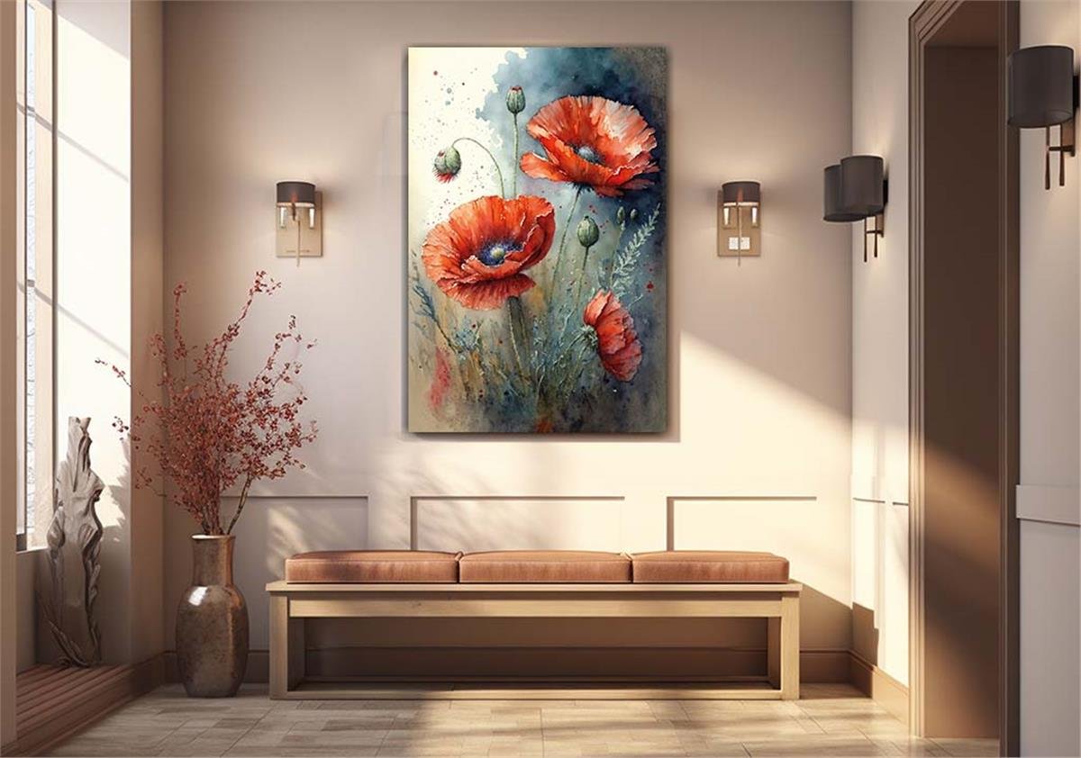 Dikey Sanat Temalı Cam Tablo 320