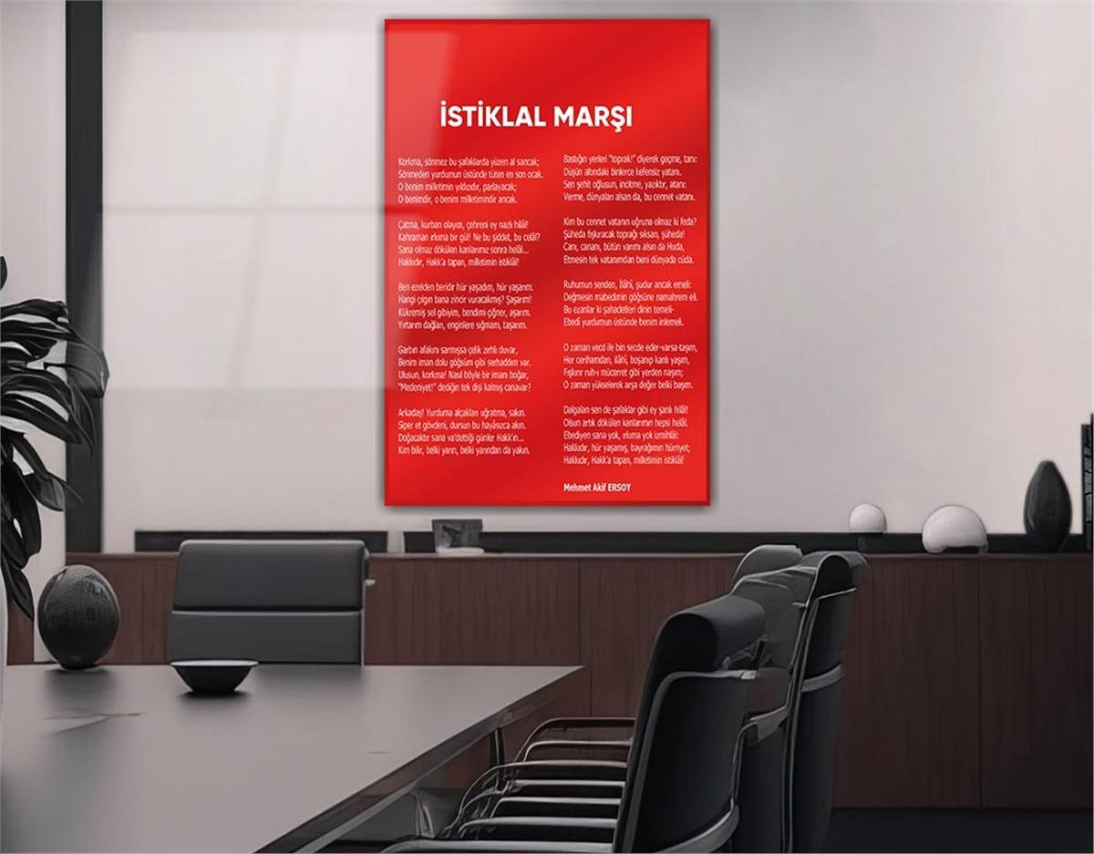Turkish National Anthem Tempered Glass Wall Art 