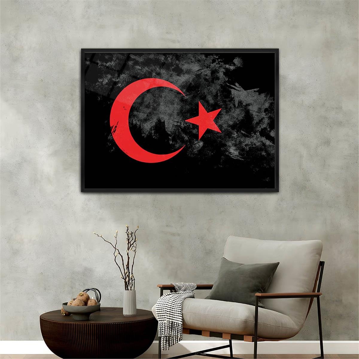 Aluminum-Framed National-Themed Tempered Glass Wall Art 076