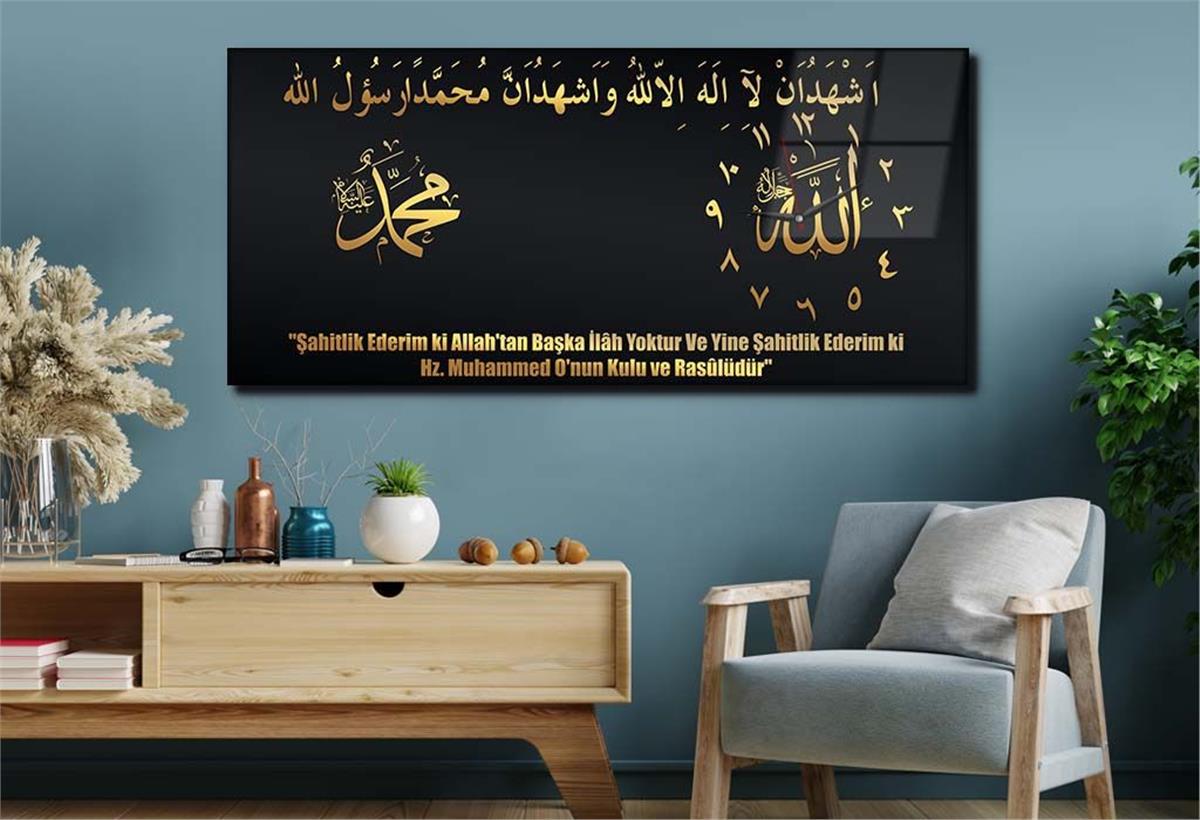 Side-Clock, Religious-Themed Horizontal Glass Wall Painting 007