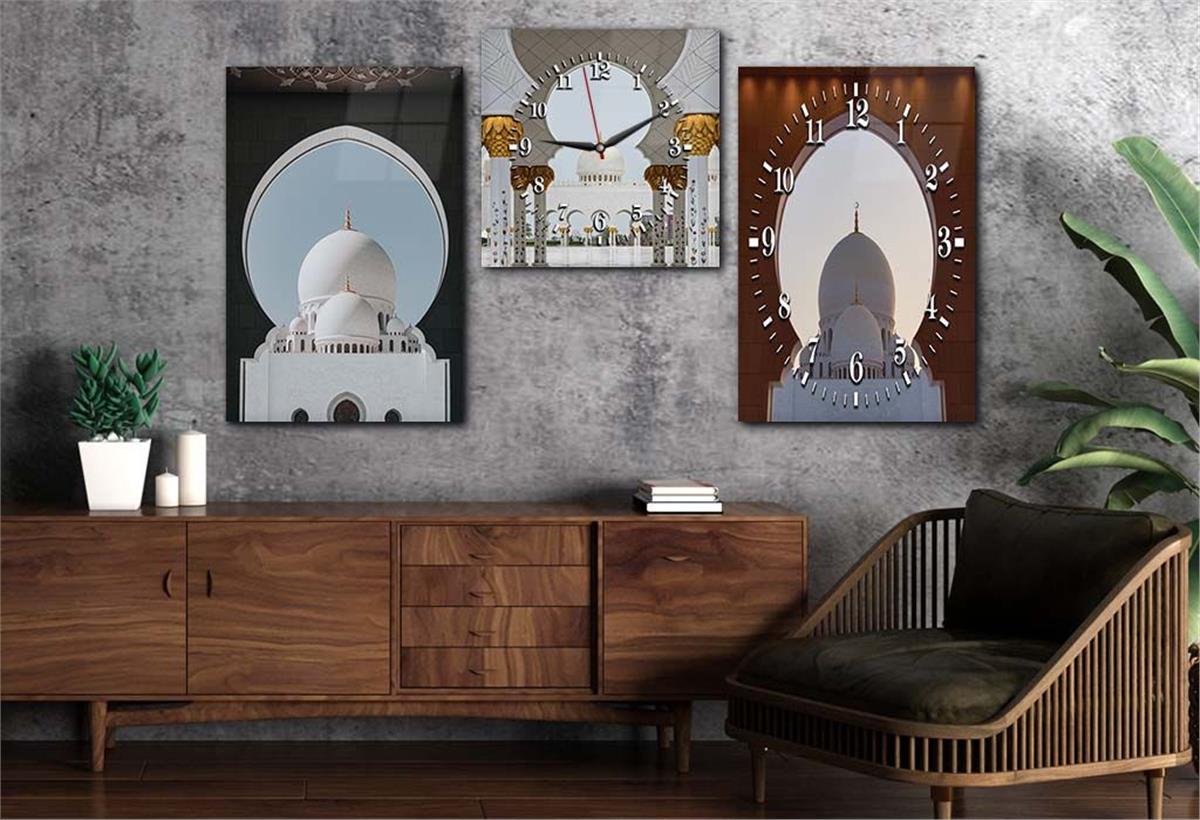 Tempered Glasss Wall Arts Religious-Themed Set with Clock