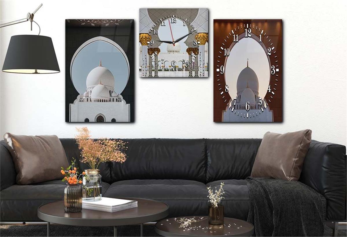 Tempered Glasss Wall Arts Religious-Themed Set with Clock