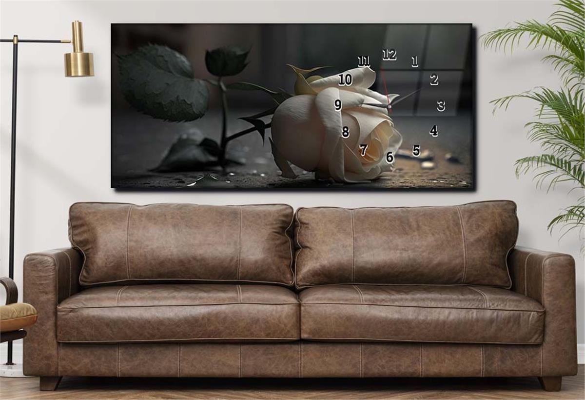 Side-Clock, Art And Nature-Themed Horizontal Glass Wall Painting 204