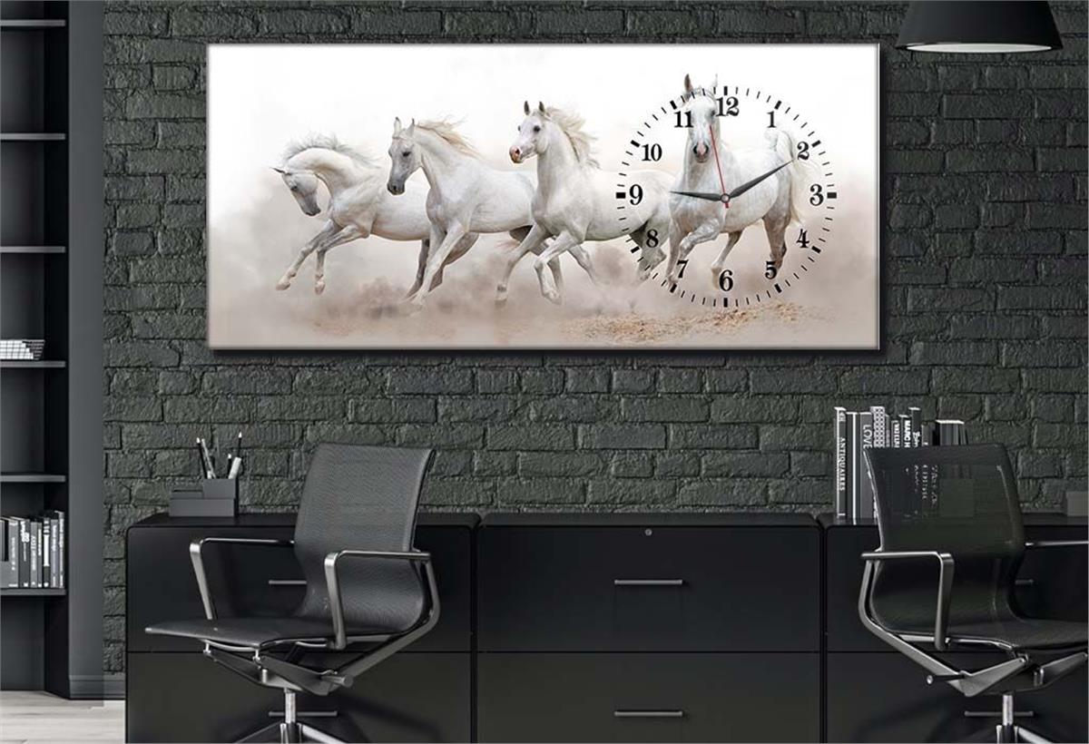 Side-Clock, Art And Nature-Themed Horizontal Glass Wall Painting 069