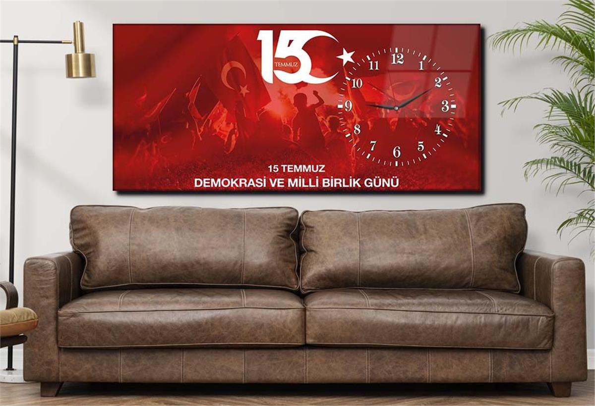 Horizontal bedrucktes Glas mit Nationenthema und einer Uhr an der Seite 014