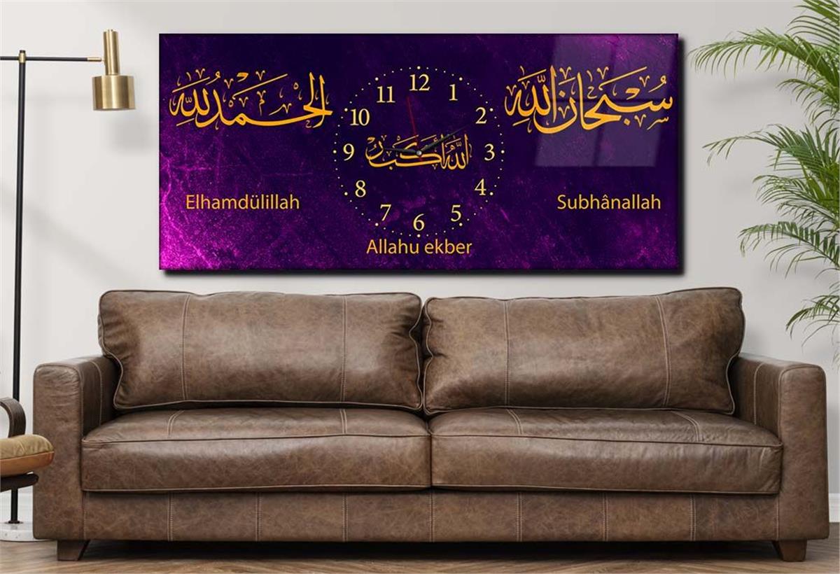 Middle-Clock, Religious-Themed Horizontal Glass Wall Painting 093