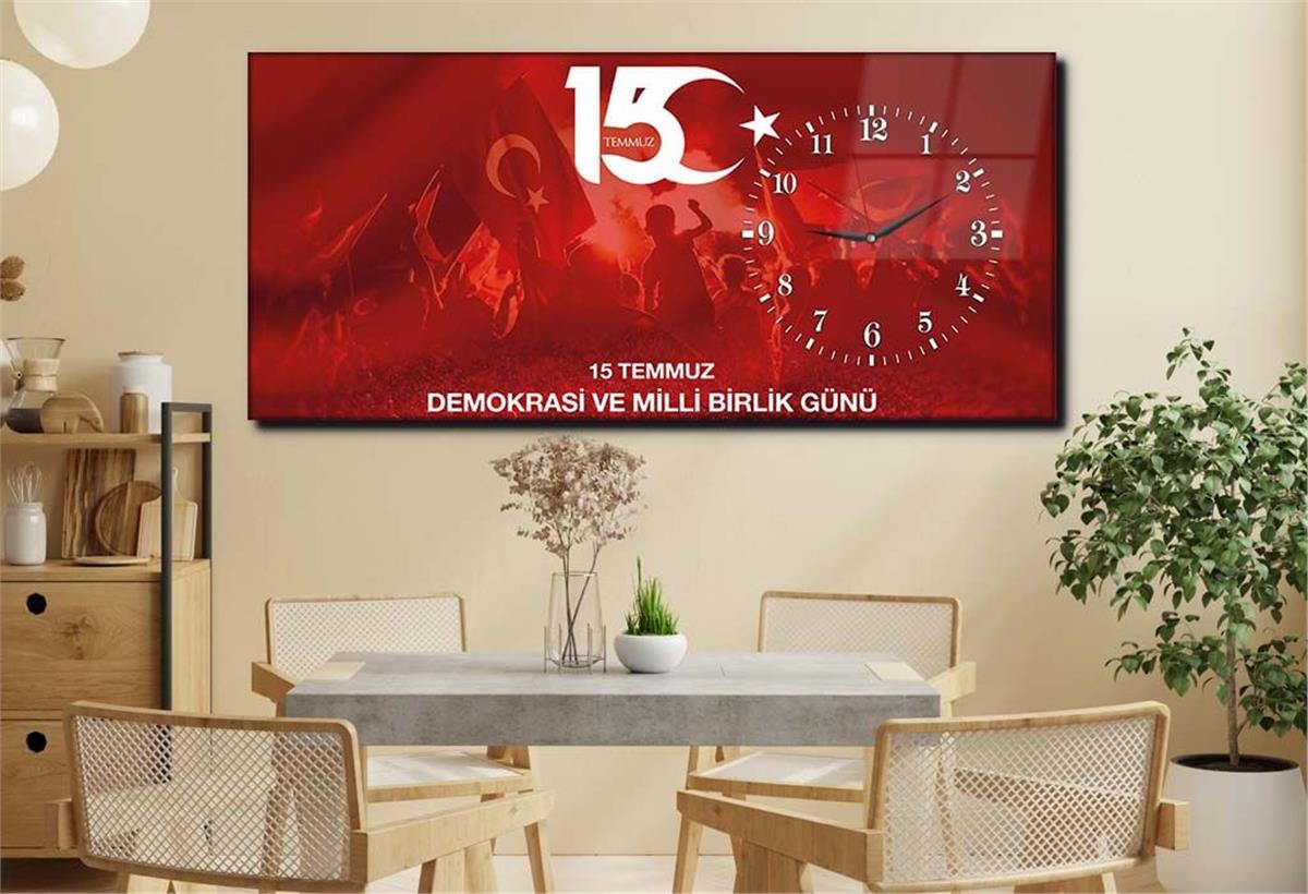 Horizontal bedrucktes Glas mit Nationenthema und einer Uhr an der Seite 014