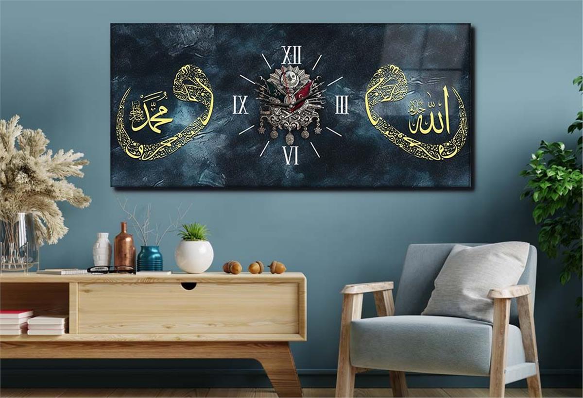 Horizontaal, in Het Midden Voorzien Van Een Klok, Religieus Thema Gehard Glasschilderij 102