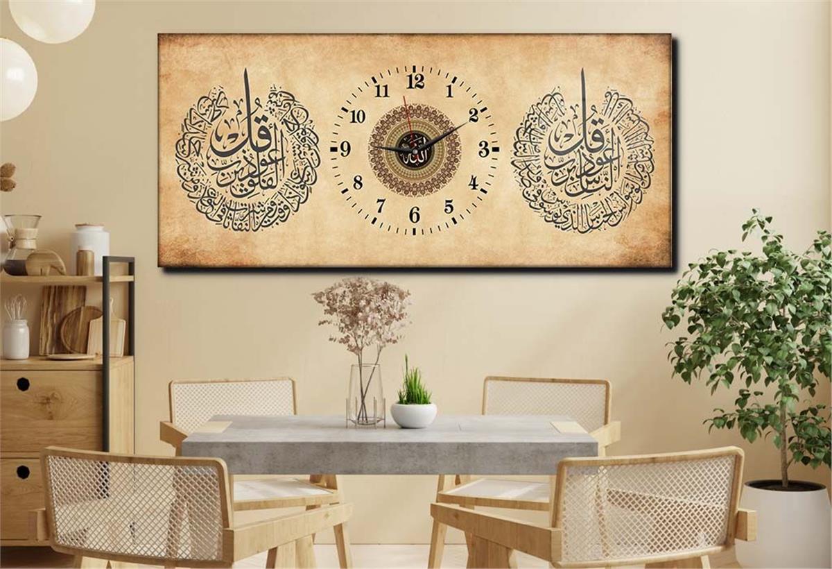 Middle-Clock, Religious-Themed Horizontal Glass Wall Painting 074