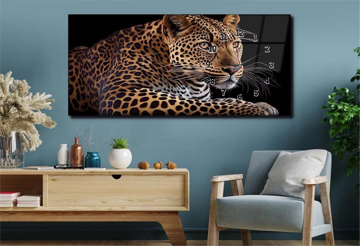 Yatay Saatli Yandan Sanat ve Doğa Temalı Cam Tablo 129