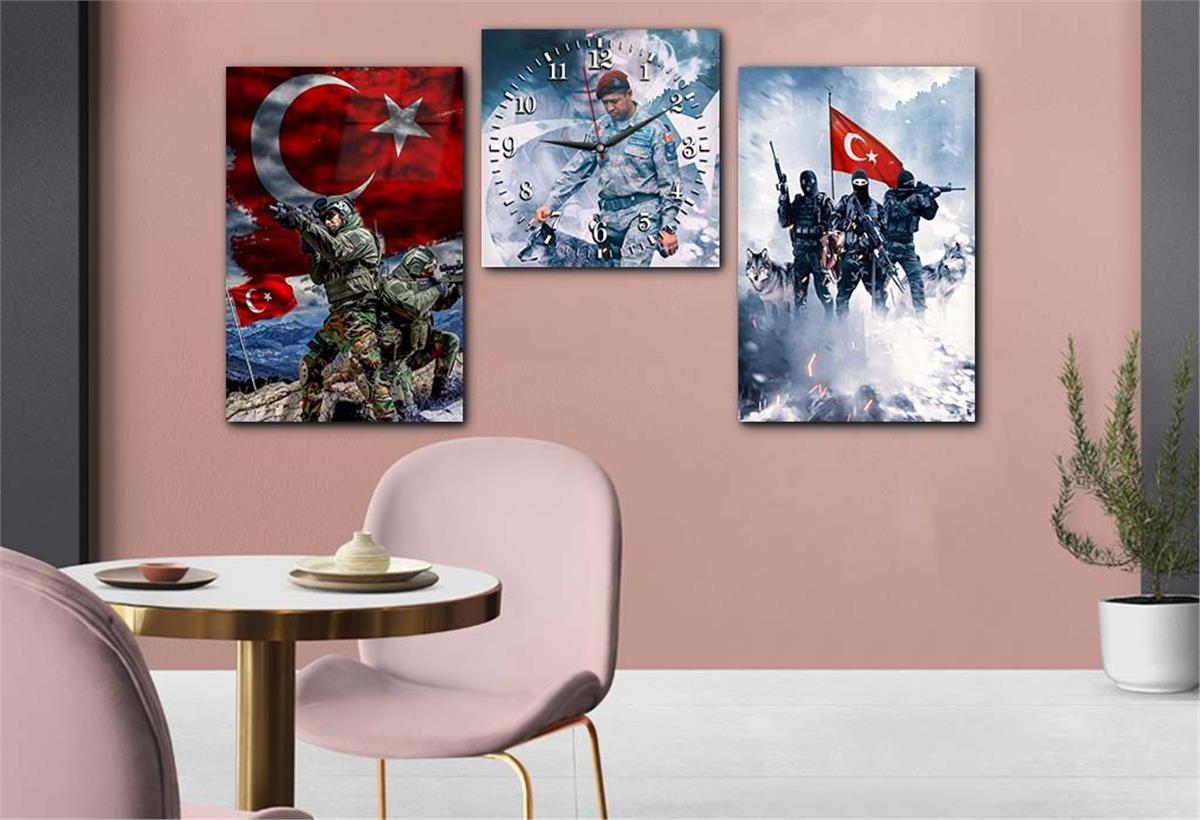 ŞEHİT ÖMER HALİS DEMİR GÖRSELLİ CAM TABLO CAM DUVAR SAATİ 