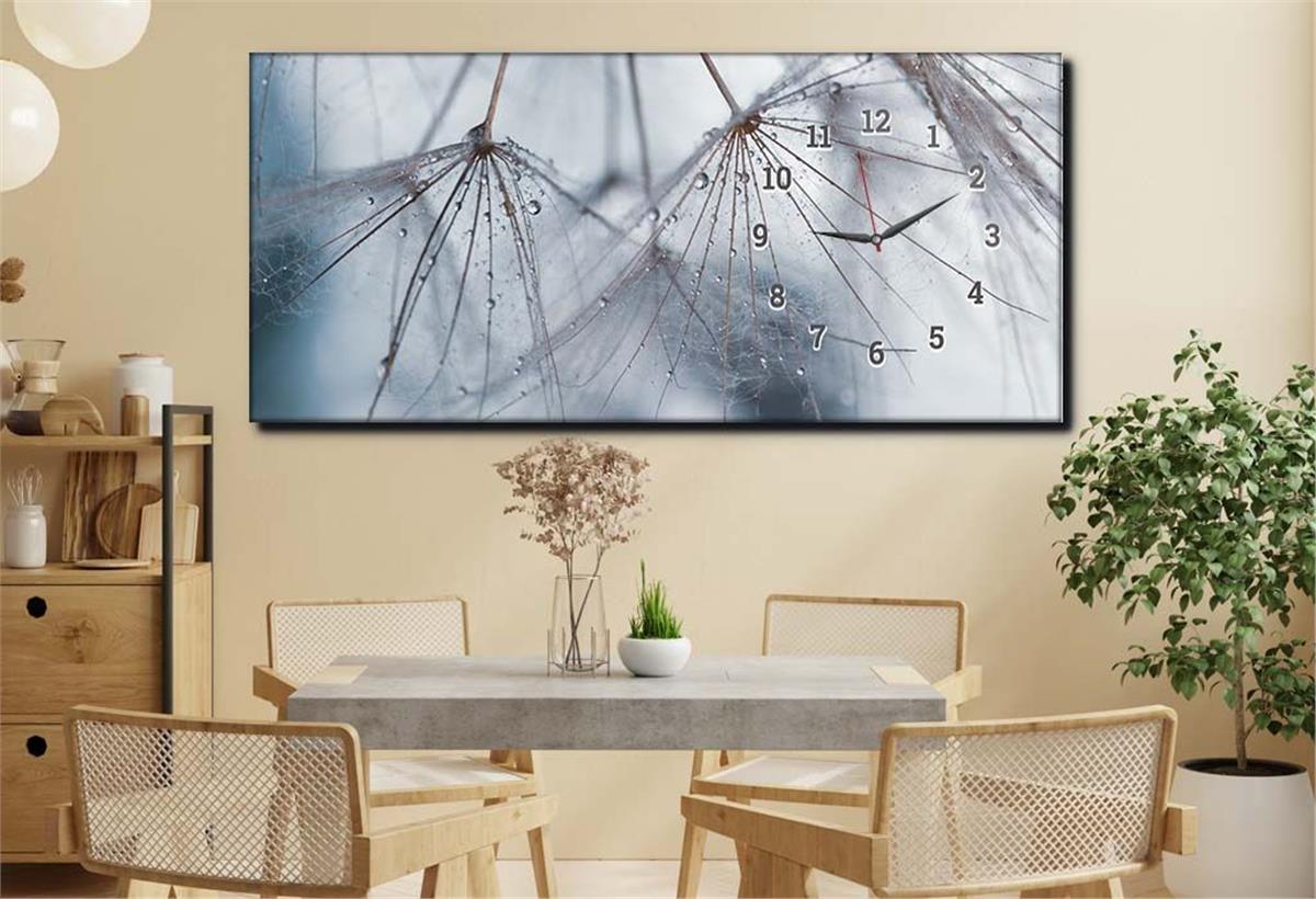 Horizontaal, Aan De Zijkant Voorzien Van Een Klok, Kunst en Natuur Thema Gehard Glasschilderij 117