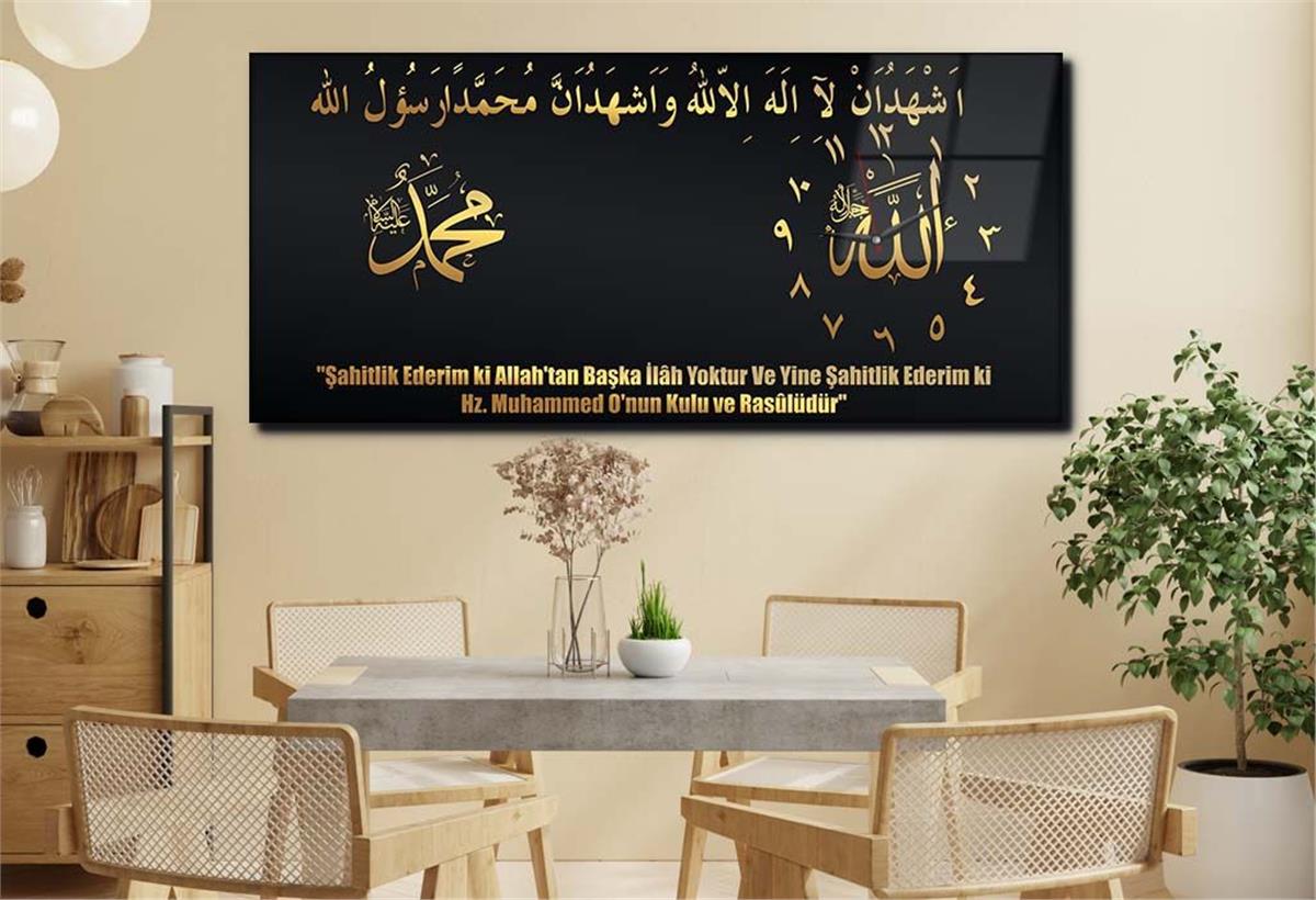 Side-Clock, Religious-Themed Horizontal Glass Wall Painting 007