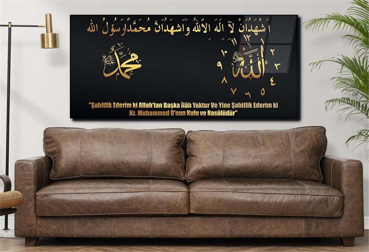 Side-Clock, Religious-Themed Horizontal Glass Wall Painting 007