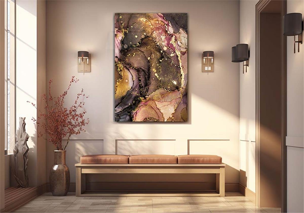 Dikey Sanat Temalı Cam Tablo 315
