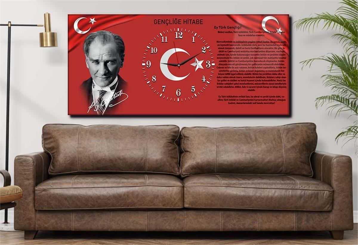 Middle-Clock, Homeland-Themed Horizontal Glass Wall Painting 011