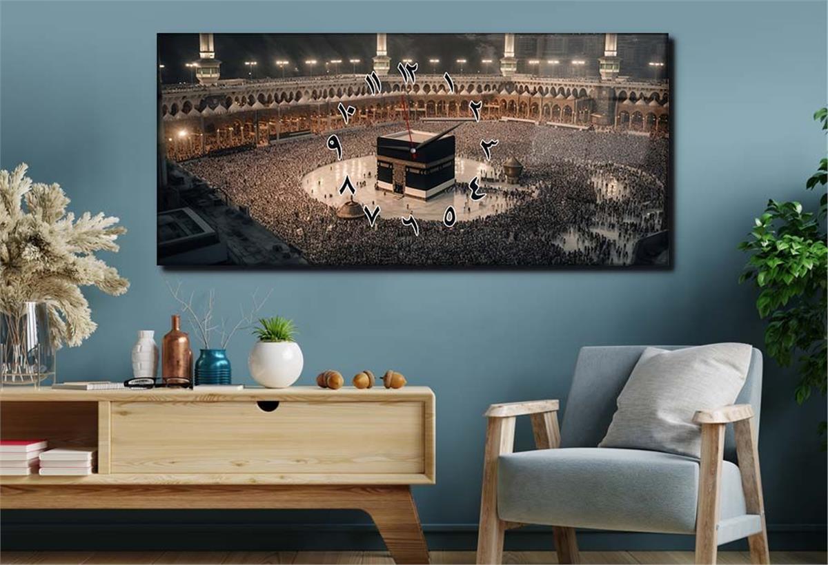 Horizontaal, in Het Midden Voorzien Van Een Klok, Religieus Thema Gehard Glasschilderij 090