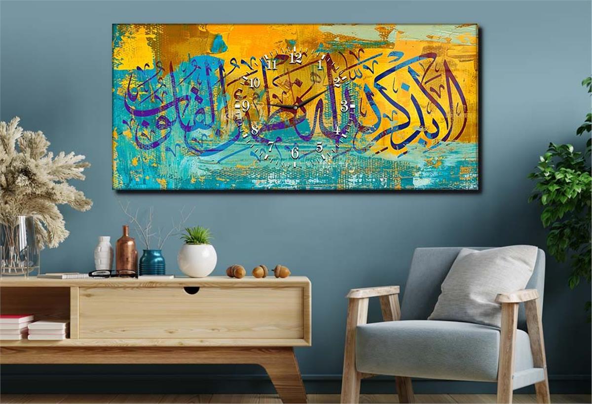 Middle-Clock, Religious-Themed Horizontal Glass Wall Painting 016