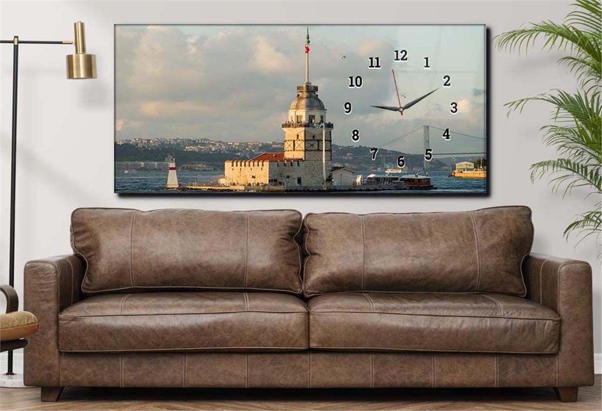 Side-Clock, Art And Nature-Themed Horizontal Glass Wall Painting 136