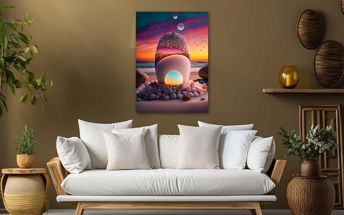 Dikey Sanat Temalı Cam Tablo 309