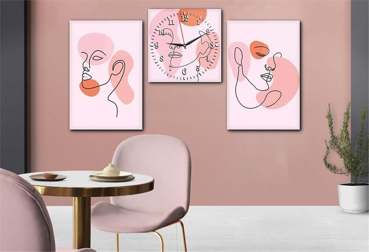 Tempered Glasss Wall Arts Art-Themed Set with Clock
