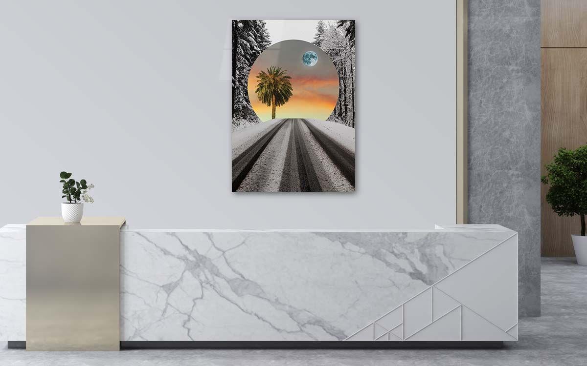 Dikey Sanat Temalı Cam Tablo 305